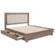 Kenora Barley Brown and Beige California King Upholstered Storage Panel Bed with LED Light