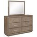 Kenora Barley Brown 6 Drawer Dresser With Mirror