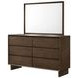 Glenwood Warm Brown 6 Drawer Dresser With Mirror