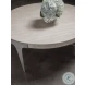 Signature Designs White Travertine And Ribbed Silver Leaf Cachet Round Cocktail Table