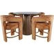 Gwen Luxury Brown and Red Upholstered 5 Piece Counter Height Dining Set