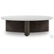 Toli Italian White Marble and Smoked Black Veneer Round Coffee Table