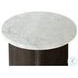 Toli Italian White Marble and Smoked Black Veneer Round End Table