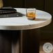 Toli Italian White Marble and Smoked Black Veneer Round End Table