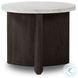 Toli Italian White Marble and Smoked Black Veneer Round End Table
