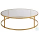 Radius Antique Gold Glass Top Cocktail Table