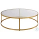 Radius Antique Gold Glass Top Cocktail Table