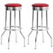 Theodore Red And Chrome Upholstered Top Bar Stool Set of 2