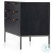 Trey Black Wash Poplar Large 3 Drawer Nightstand