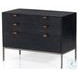 Trey Black Wash Poplar Large 3 Drawer Nightstand