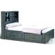 Saddle and Sage Blue Twin Storage Platform Bed