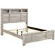 Everett Melamine Gray Queen Storage Panel Bed with USB Charging and LED