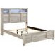 Everett Melamine Gray Queen Storage Panel Bed with USB Charging and LED