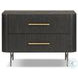 Fletcher Distressed Black Oak Large 2 Drawer Nightstand