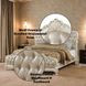 Chantelle Rose Gold and Pearl White Queen Upholstered Panel Bed