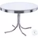 Retro Glossy White and Chrome Round Dining Table