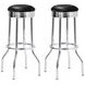 Theodore Black And Chrome Upholstered Top Bar Stool Set of 2