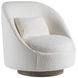 Genevieve White Upholstered Swivel Chair with Pillow