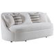 Genevieve Ivory Bench Seat 87" Sofa with Ivory and Stripes Pillows