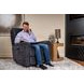 Sophisticated Steel Performance Fabric Swivel Gliding Power Recliner with Power Lumbar and USB Charging