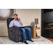 Sophisticated Steel Performance Fabric Swivel Gliding Power Recliner with Power Lumbar and USB Charging