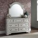 Magnolia Manor Antique White and Weathered Bark 7 Drawer Dresser with Mirror