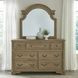 Magnolia Manor Weathered Bisque 7 Drawer Dresser with Mirror
