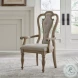 Magnolia Manor Weathered Bisque Splat Back Upholstered Arm Chair Set of 2
