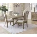 Magnolia Manor Weathered Bisque and Ivory Tweed Upholstered 5 Piece Extendable Pedestal Base Dining Set