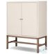 Fiona Ivory Painted Raffia 2 Door Bar Cabinet