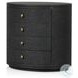 Amelia Black Linen Oval 4 Drawer Nightstand