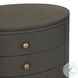 Amelia Dark Green Lacquered Linen Oval 4 Drawer Nightstand