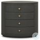 Amelia Dark Green Lacquered Linen Oval 4 Drawer Nightstand