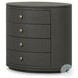 Amelia Dark Green Lacquered Linen Oval 4 Drawer Nightstand