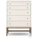 Fiona Ivory Painted Raffia Tall 5 Drawer Dresser