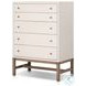 Fiona Ivory Painted Raffia Tall 5 Drawer Dresser