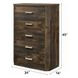 Elettra Rustic Walnut 5 Drawer Chest