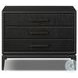 Rosenell Black Oak Veneer Closed 3 Drawer Nightstand
