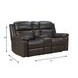 Leon Matteo Smokey Gray Leather 77" Triple Power Reclining Console Loveseat with USB Charging