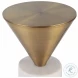 Top Hat White Marble and Brushed Brass End Table