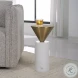 Top Hat White Marble and Brushed Brass End Table