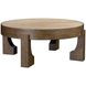 Canyon Espresso and Beige Round Travertine Top Coffee Table