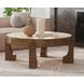 Canyon Espresso and Beige Round Travertine Top Coffee Table