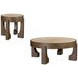 Canyon Espresso and Beige Round Travertine Top End Table