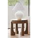 Canyon Espresso and Beige Round Travertine Top End Table