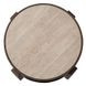 Canyon Espresso and Beige Round Travertine Top End Table