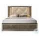 Skylar Synthetic Leather and Dark Champagne Eastern King Upholstered Panel Bed with Storage and LED