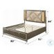 Skylar Synthetic Leather and Dark Champagne Eastern King Upholstered Panel Bed with Storage and LED