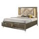 Skylar Beige and Dark Champagne Upholstered Storage Panel Bedroom Set with LED