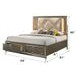 Skylar Beige and Dark Champagne Queen Upholstered Storage Panel Bed with LED